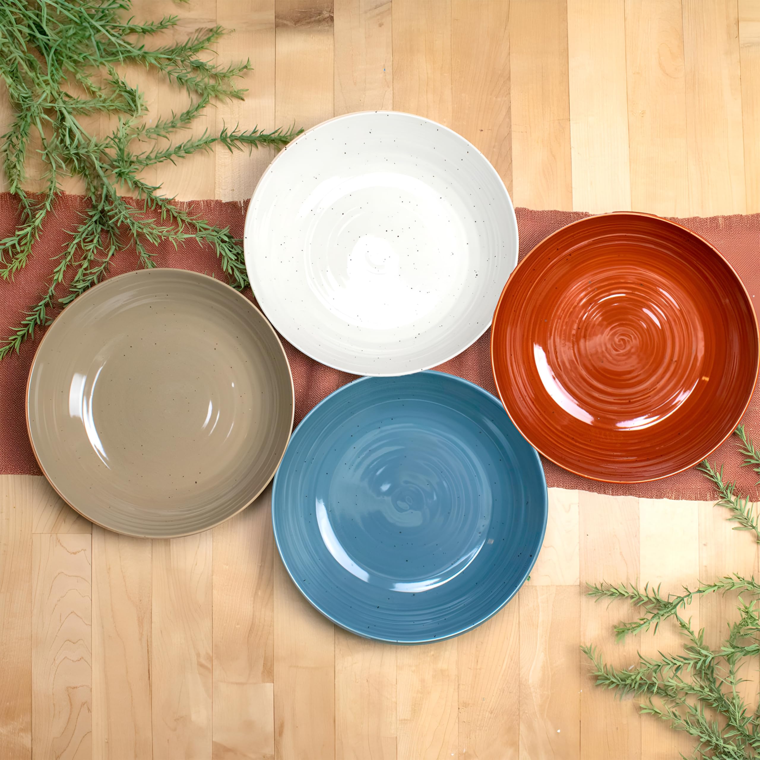 Sango Siterra Painter's Palette 16-Piece Stoneware Dinnerware Set - Service for 4, Ceramic Plates and Bowls Sets, Chip Resistant, Rustic Dishware, Microwave & Dishwasher Safe Kitchen Dishes