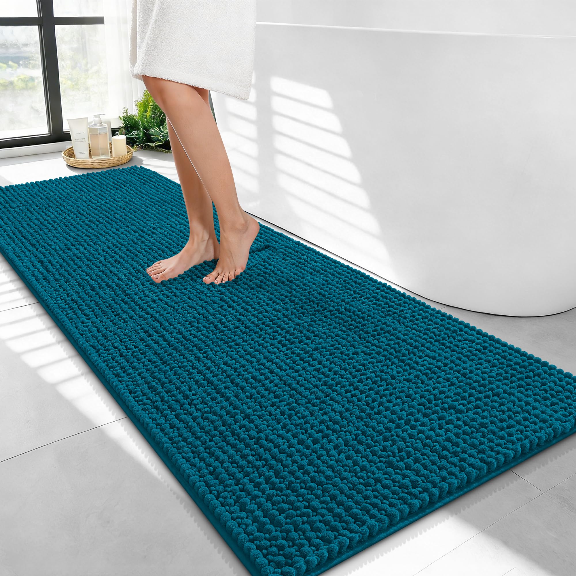 OLANLY Thick Bathroom Rugs 30x20, Extra Soft Absorbent Chenille Bath Rugs, Rubber Backing, Machine Wash Dry, Bath Mats for Bathroom Floor, Tub and Shower, Home Decor Accessories, Grey