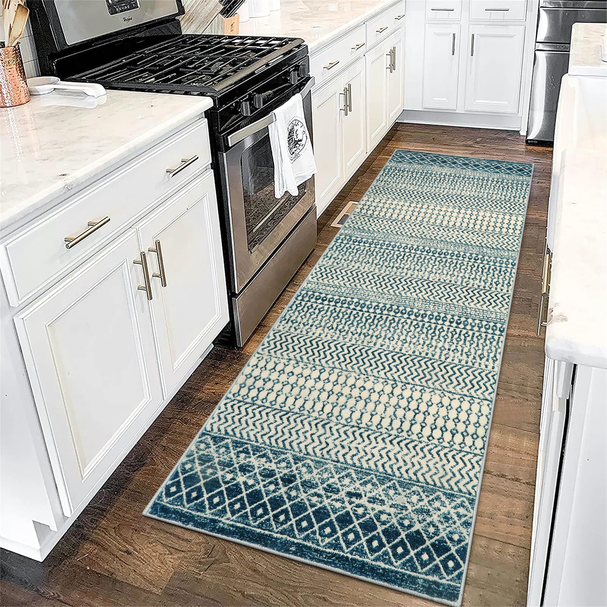 Moroccan Washable Rugs, 2x3 Light Grey Rug Non-Slip Small Distressed Entryway Rugs, Soft Low-Pile Bedroom Rug Indoor Doormat Carpet for Entryway Kitchen Bathroom