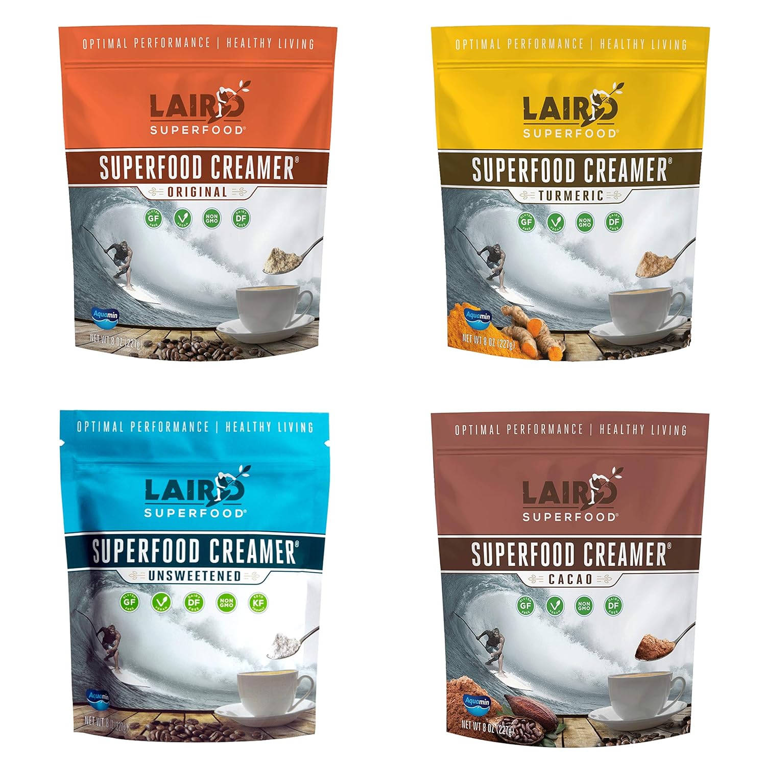 Laird Superfood Non-Dairy Coconut Powder Creamer - Sweet & Creamy + Adaptogens - Superfood Creamer with Functional Mushrooms - Non-GMO, Vegan, 8 oz. Bag, Pack of 1