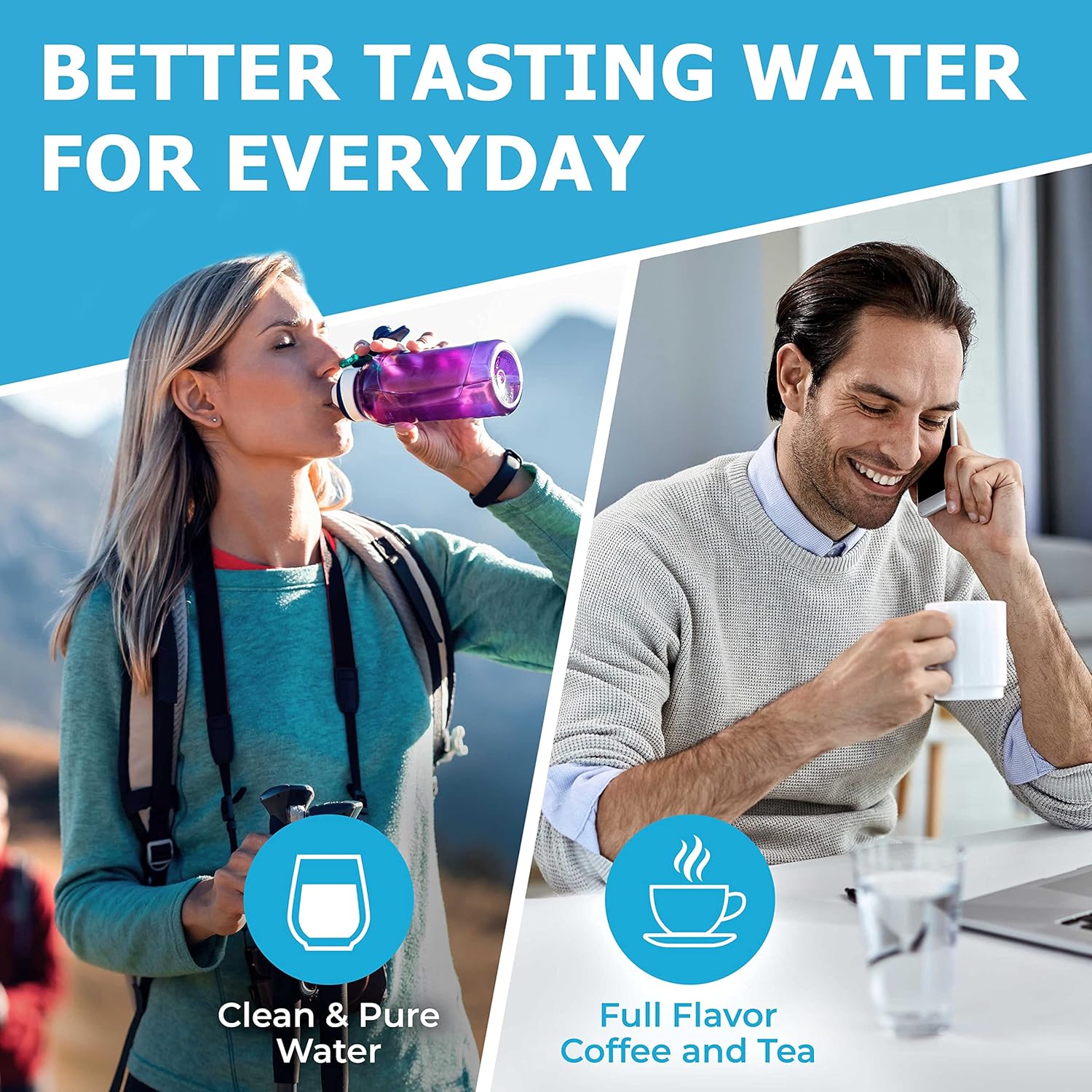 Huber Replacement Brita Water Filter for Pitchers & Dispensers, German Made, 6 Months Supply of BPA-Free Water Filters, Technology for Superior Filtration & Taste, Compatible with Brita, 3-Pack
