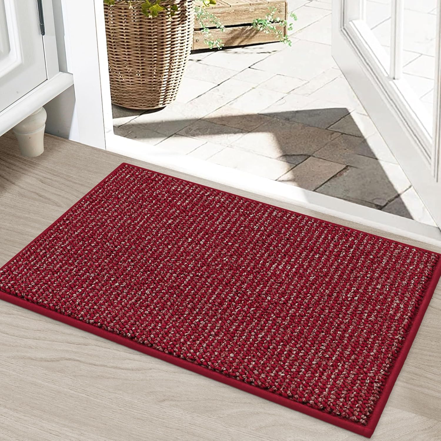 BEQHAUSE Dirt Trapper Door Mat 20" x 32", Non-Slip Washable Doormats Entrance Mat, Dirt Resistant and Absorbent Welcome Mat, Low Profile Floor Mats for Front Back Door and Entryway, Charcoal