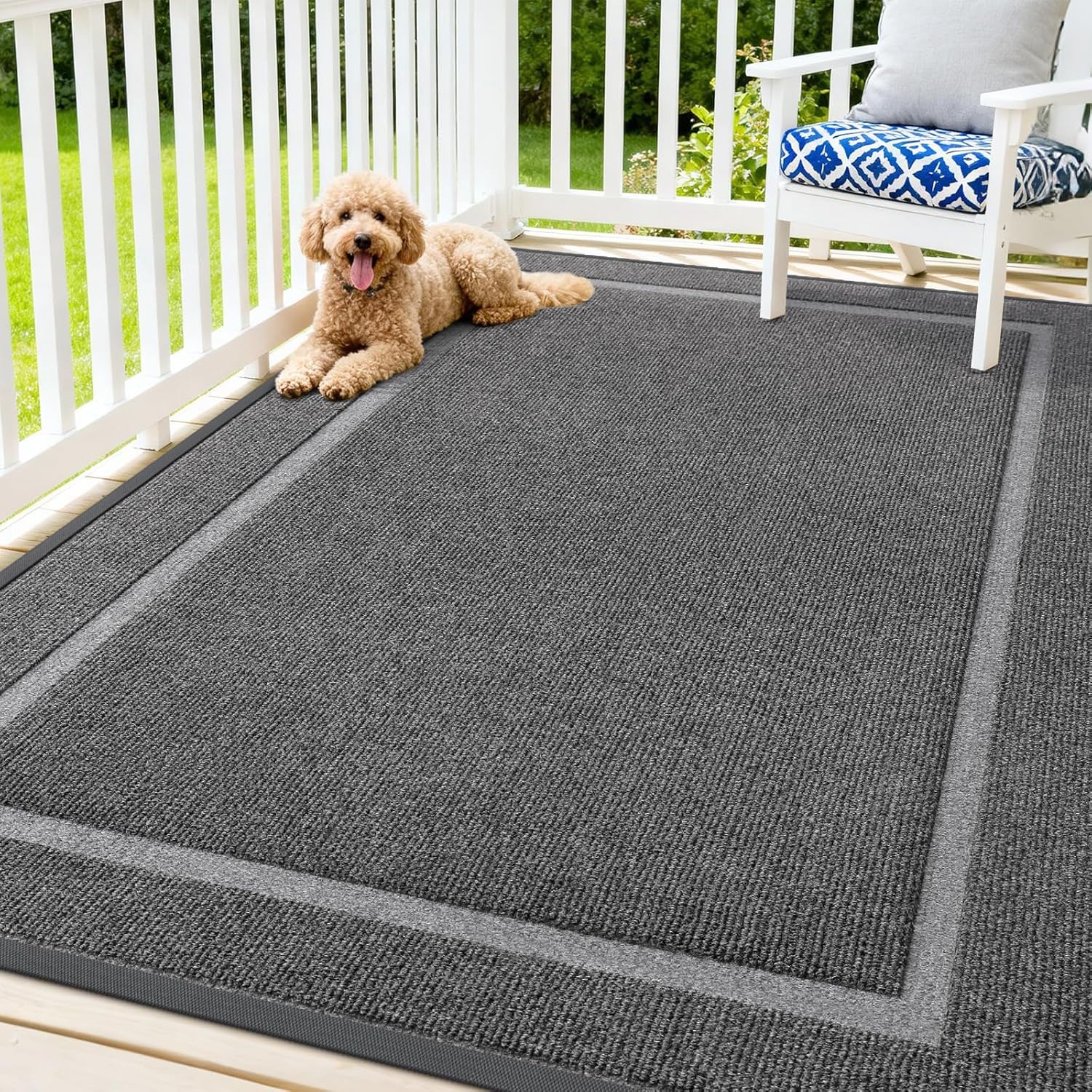 OLANLY Front Door Mat Indoor Outdoor Entrance, Waterproof All-Season, All-Weather Doormat, Sturdy Natural Rubber, Fade Resistant, Low Profile, Easy Clean Patio Porch Entryway Mat, 29.5x17, Beige
