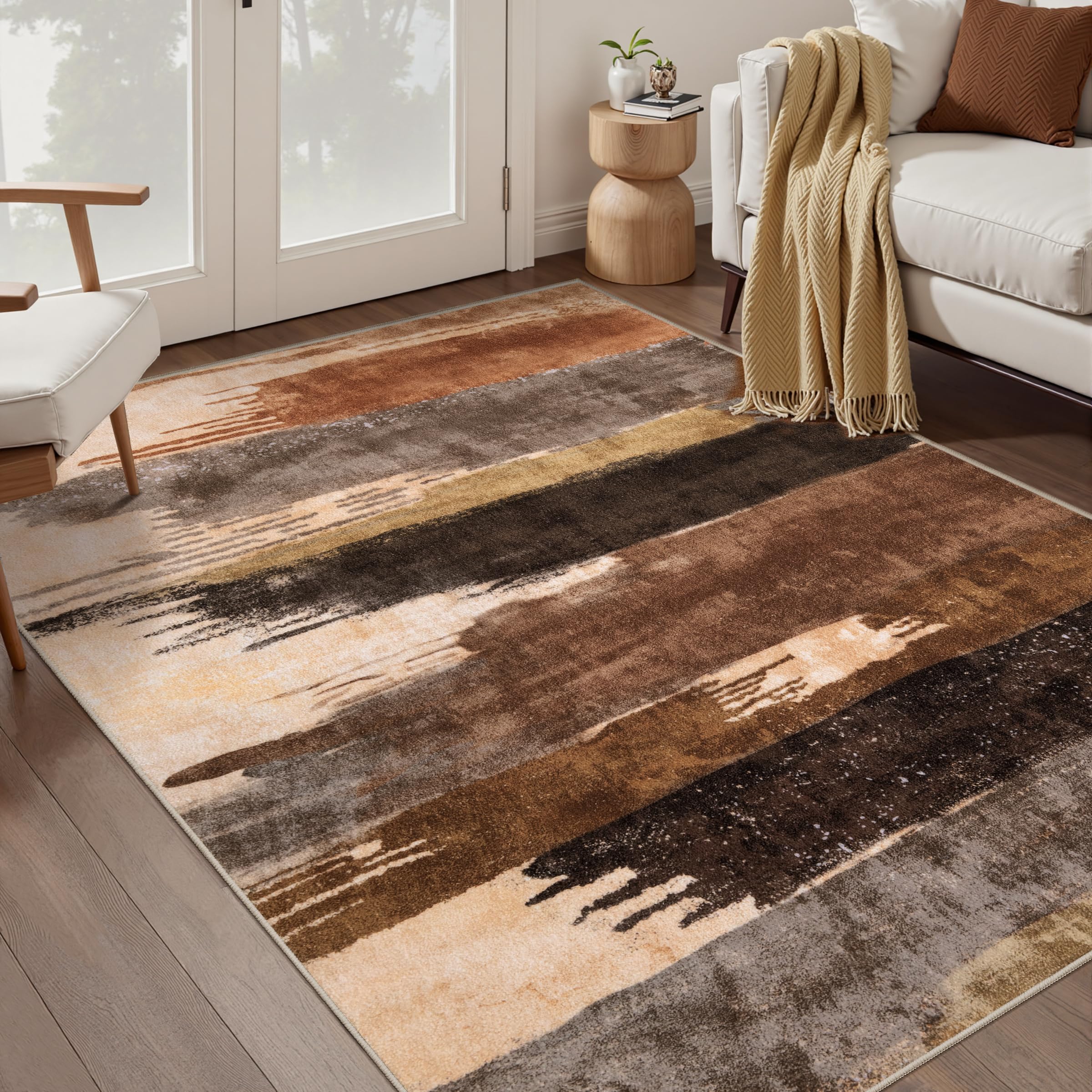 Ciicool Modern Abstract Area Rug 2x3 Washable Small Entryway Rug, Non-Slip Low Pile Throw Rug, Foldable Kitchen Bathroom Rugs, Blue Grey Floor Carpet for Entrance Living Room Bedroom Indoor Doormat
