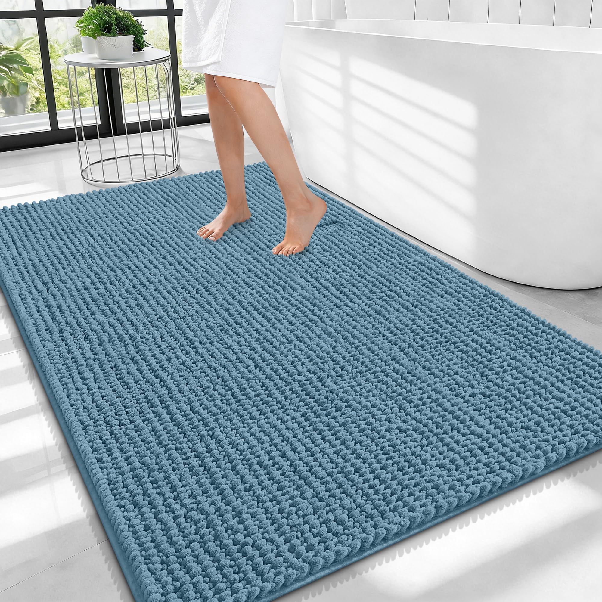 OLANLY Thick Bathroom Rugs 30x20, Extra Soft Absorbent Chenille Bath Rugs, Rubber Backing, Machine Wash Dry, Bath Mats for Bathroom Floor, Tub and Shower, Home Decor Accessories, Grey