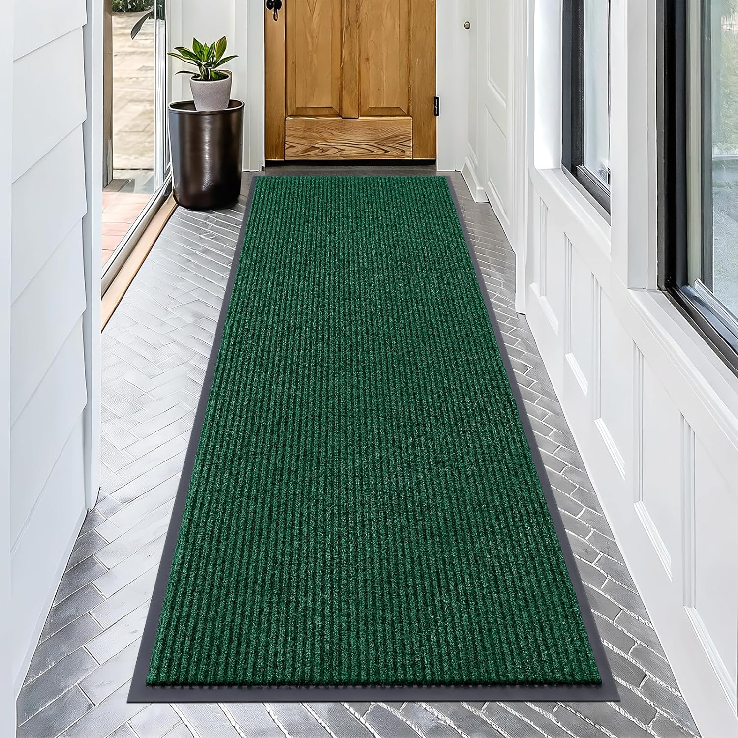 OLANLY Front Door Mat Indoor Outdoor Entrance, Waterproof Heavy Duty Doormat, Fade Resistant, Low Profile, Easy Clean Patio Porch Welcome Floor Mats for Entry, 29.5x17, Beige