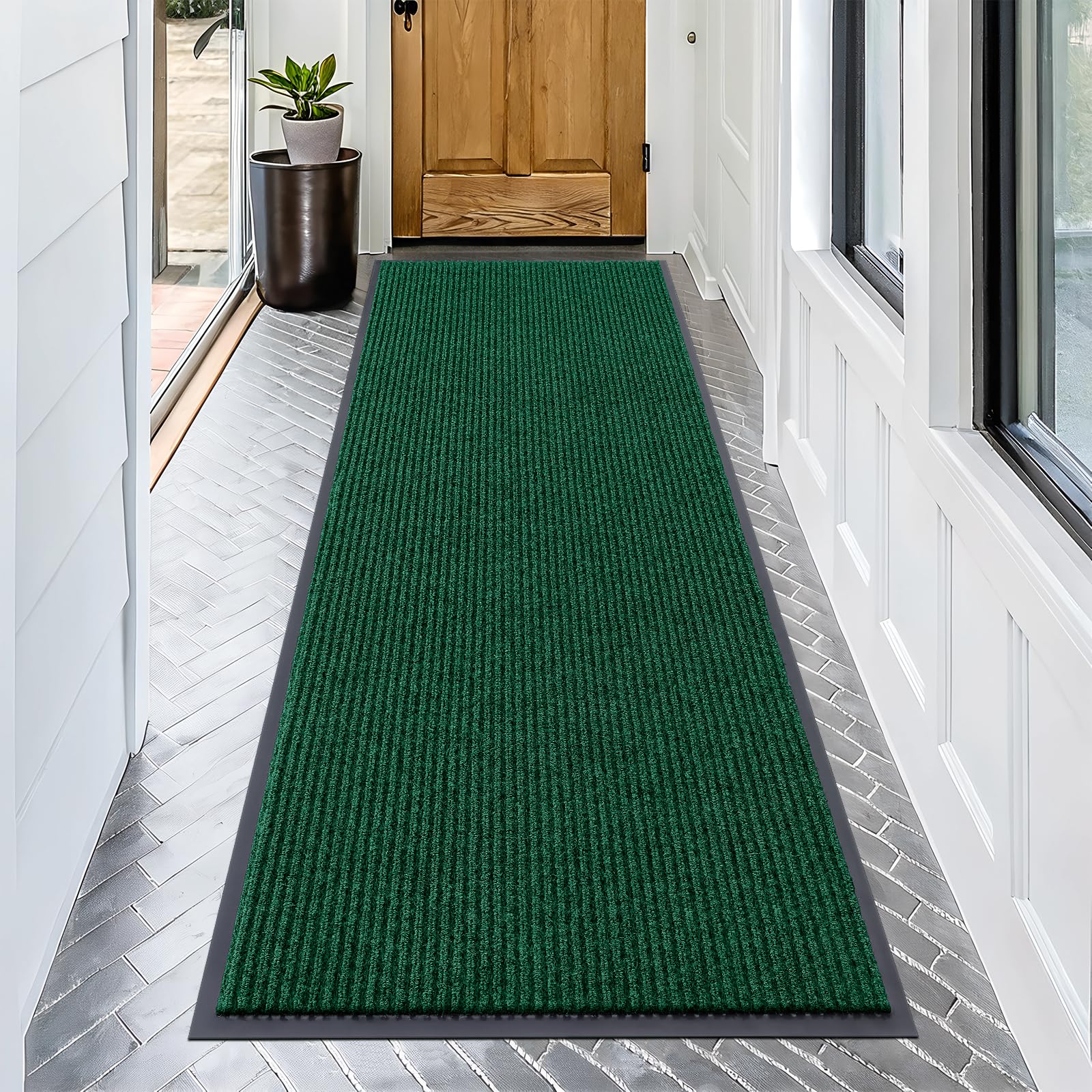OLANLY Front Door Mat Indoor Outdoor Entrance, Waterproof Heavy Duty Doormat, Fade Resistant, Low Profile, Easy Clean Patio Porch Welcome Floor Mats for Entry, 29.5x17, Grey