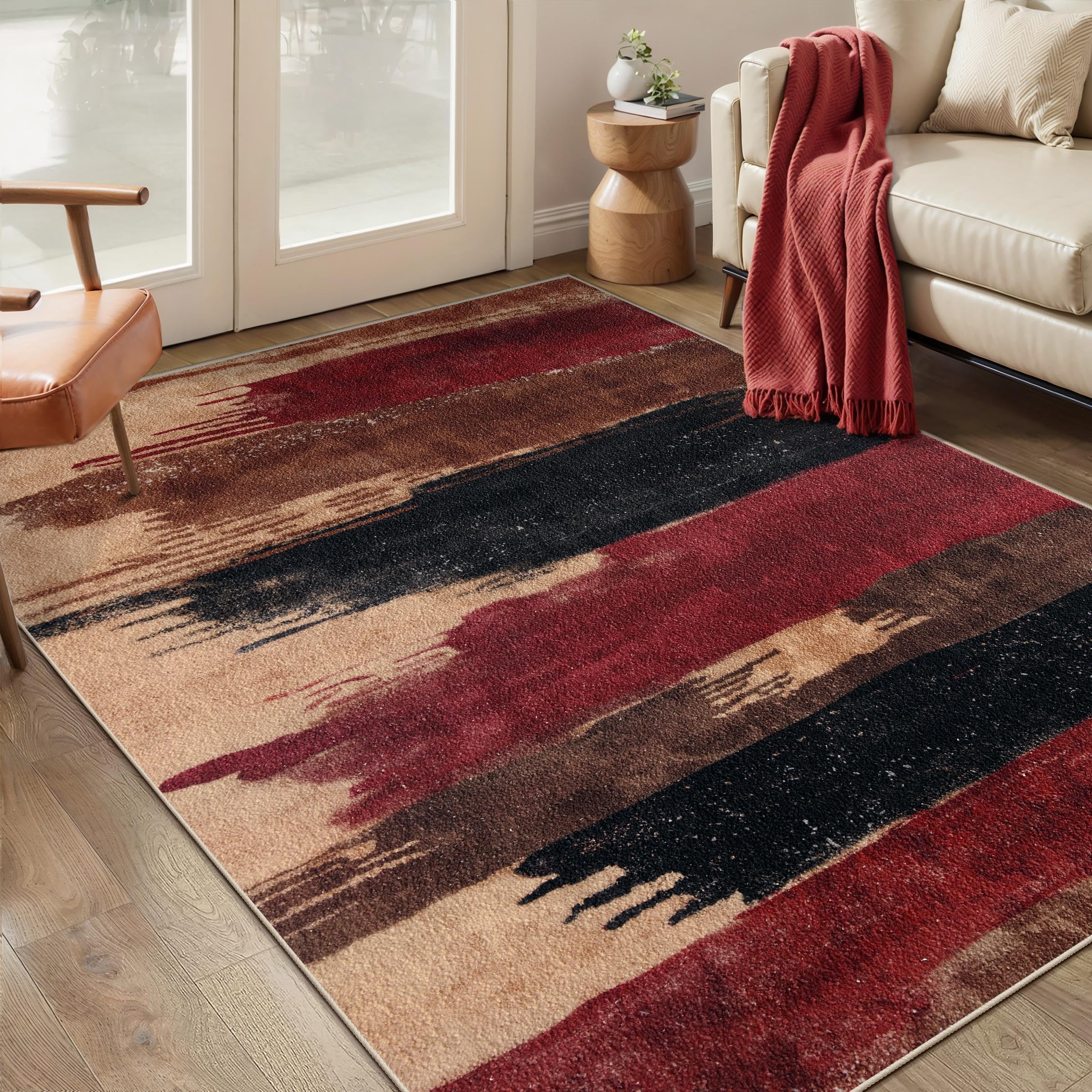 Ciicool Modern Abstract Area Rug 2x3 Washable Small Entryway Rug, Non-Slip Low Pile Throw Rug, Foldable Kitchen Bathroom Rugs, Blue Grey Floor Carpet for Entrance Living Room Bedroom Indoor Doormat