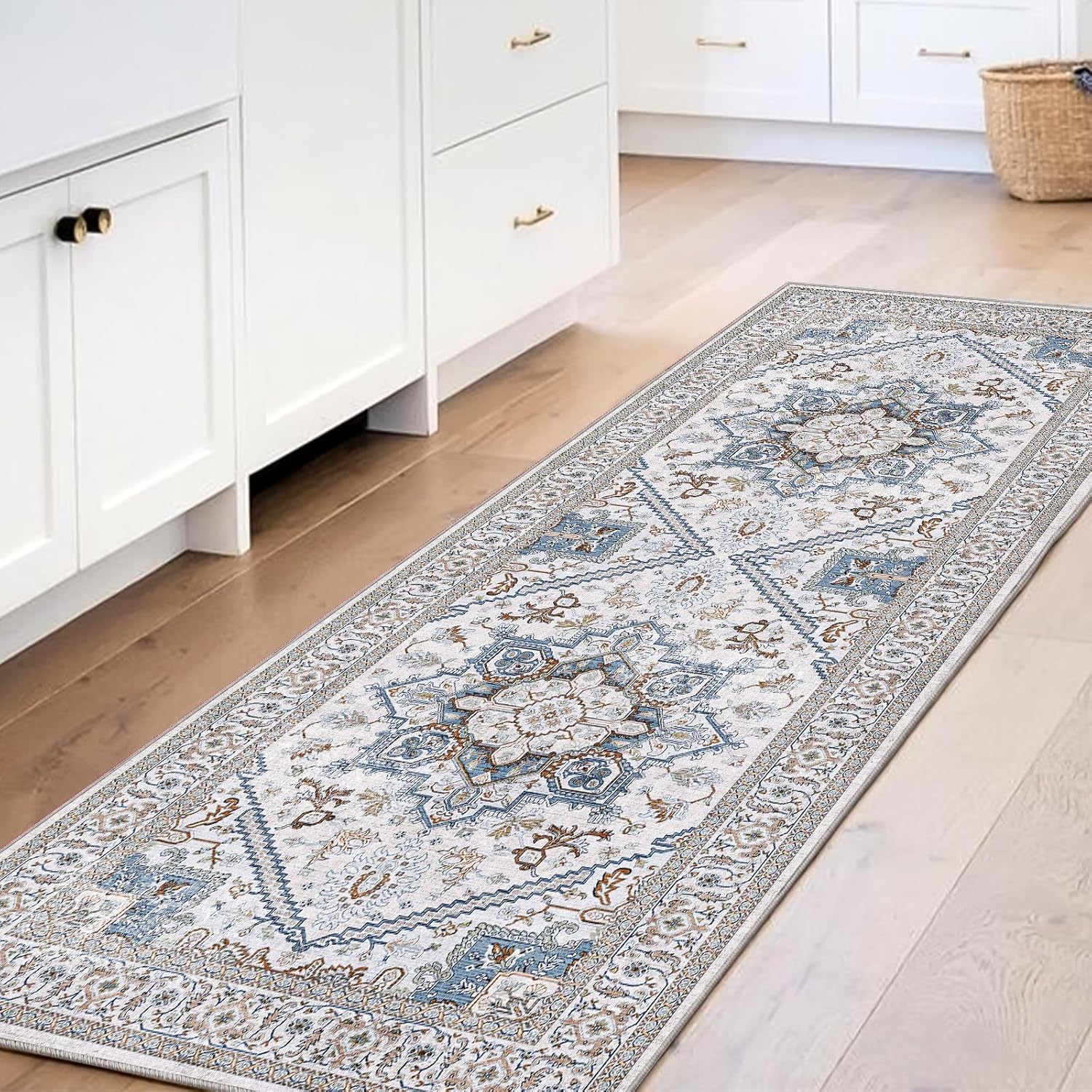 OPPODREAM Soft Area Rugs 5x7, 5x7 Washable Rug with Non Slip Backing, 5 x 7 Faux Cashmere Low-Pile Carpet, Brown