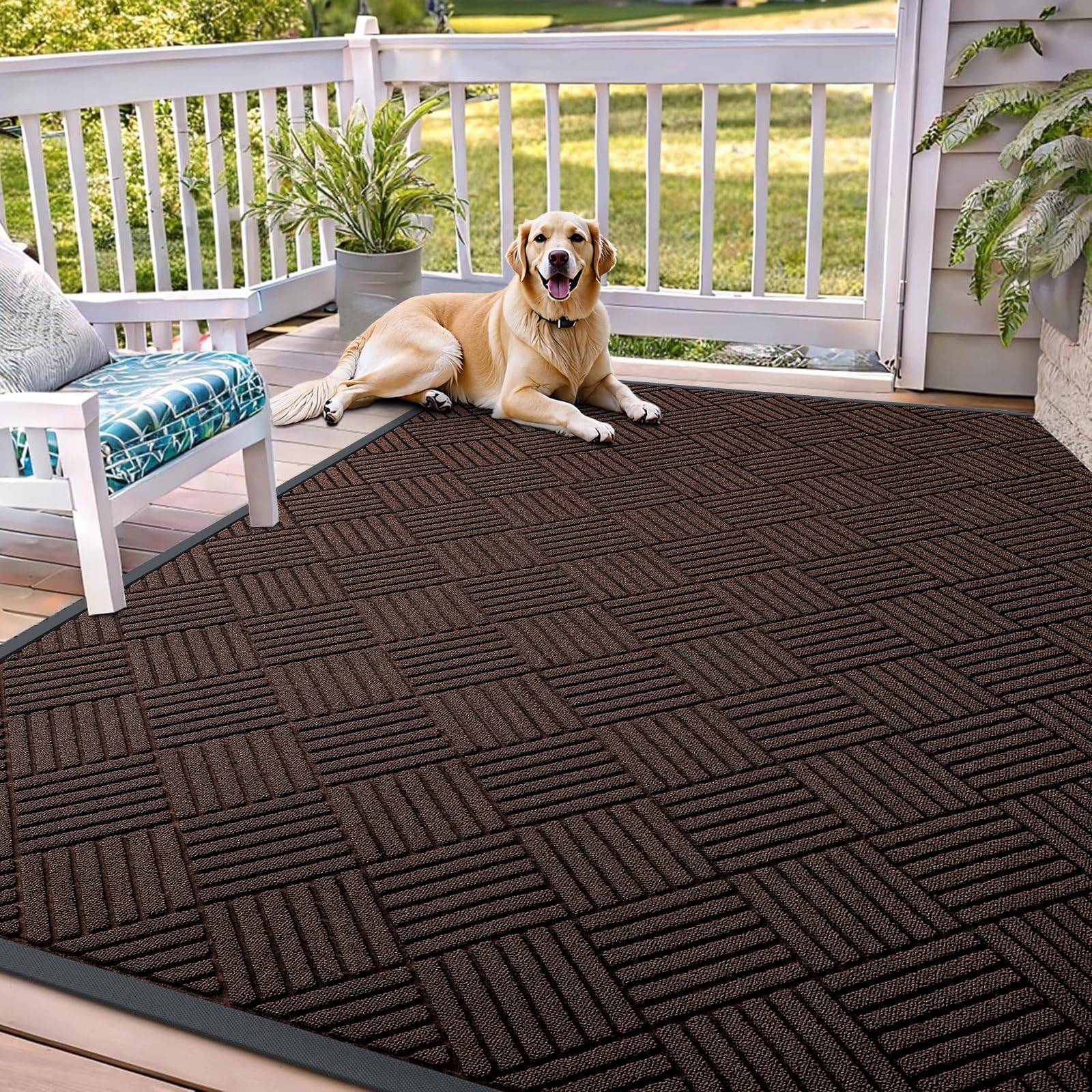 OLANLY Front Door Mat Outside Entrance 29.5x17, Absorbent, Heavy Duty Sturdy Natural Rubber Doormat Indoor Outdoor, Stain and Fade Resistant, Non-Slip Low Profile Floor Mat for Entryway, Grey Diamond