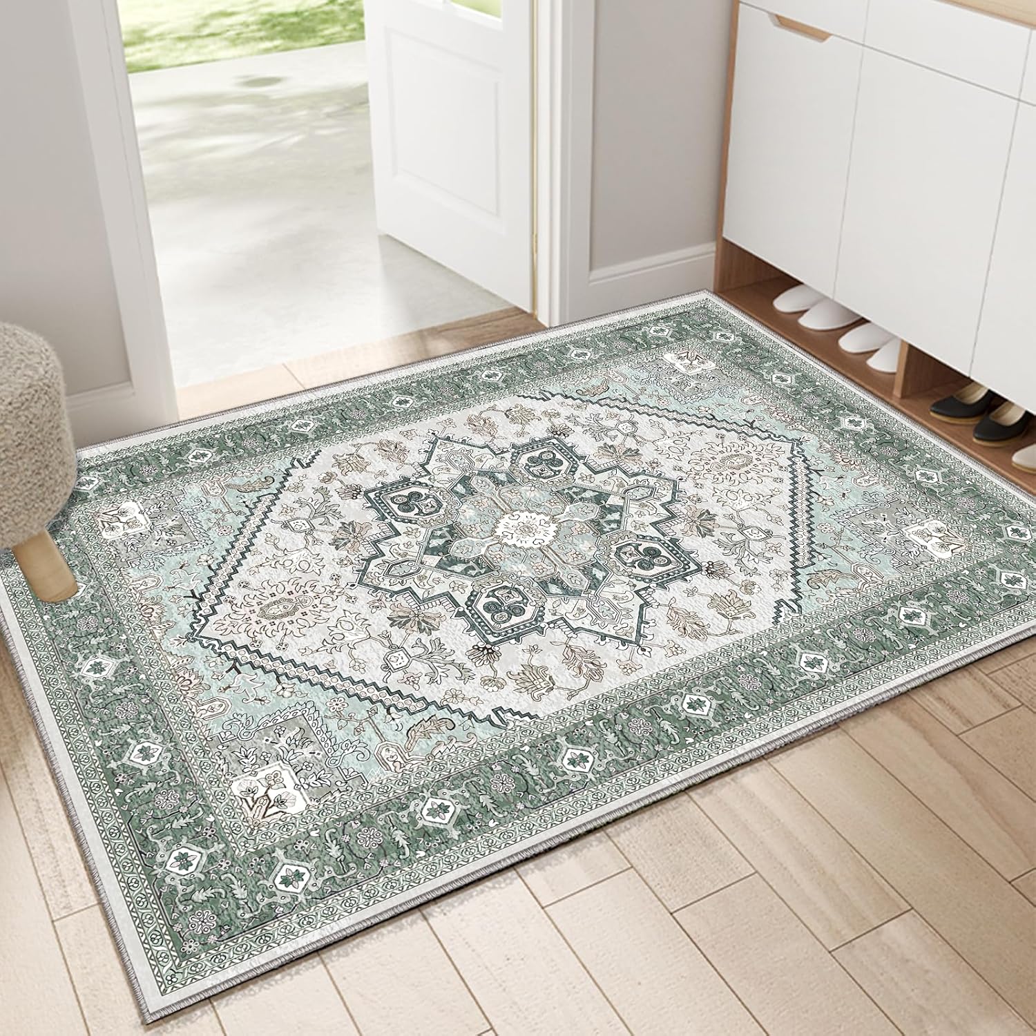 OPPODREAM Soft Area Rugs 5x7, 5x7 Washable Rug with Non Slip Backing, 5 x 7 Faux Cashmere Low-Pile Carpet, Brown