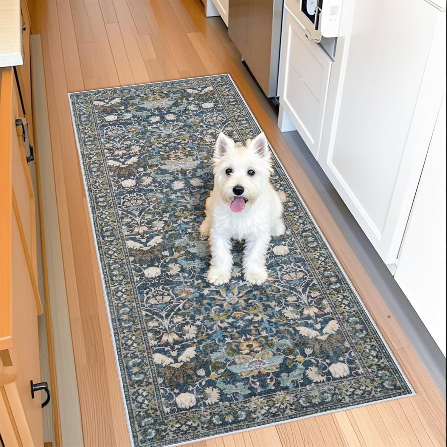 Washable 2x3 Entryway Area Rug - Neutral Kitchen Rug Runner Vintage Soft Floor Mat Non Slip Indoor Farmhouse Carpet for Bathroom Living Room Bedroom (2 X 3, Beige)