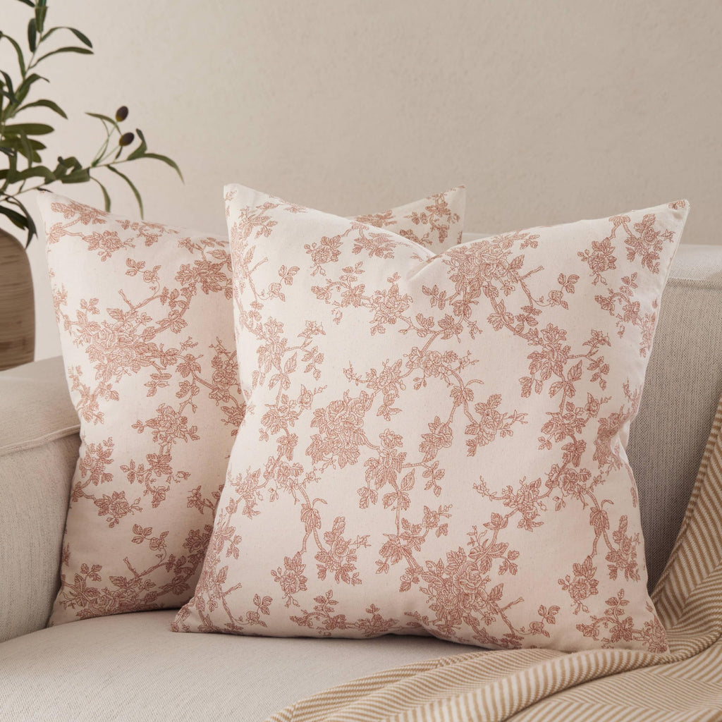 100% Cotton French Pastoral Throw Pillow Covers Set of 2, 18x18 Inch Blue Farmhouse Decorative Cushion Covers for Sofa Bed Living Room Home Decor