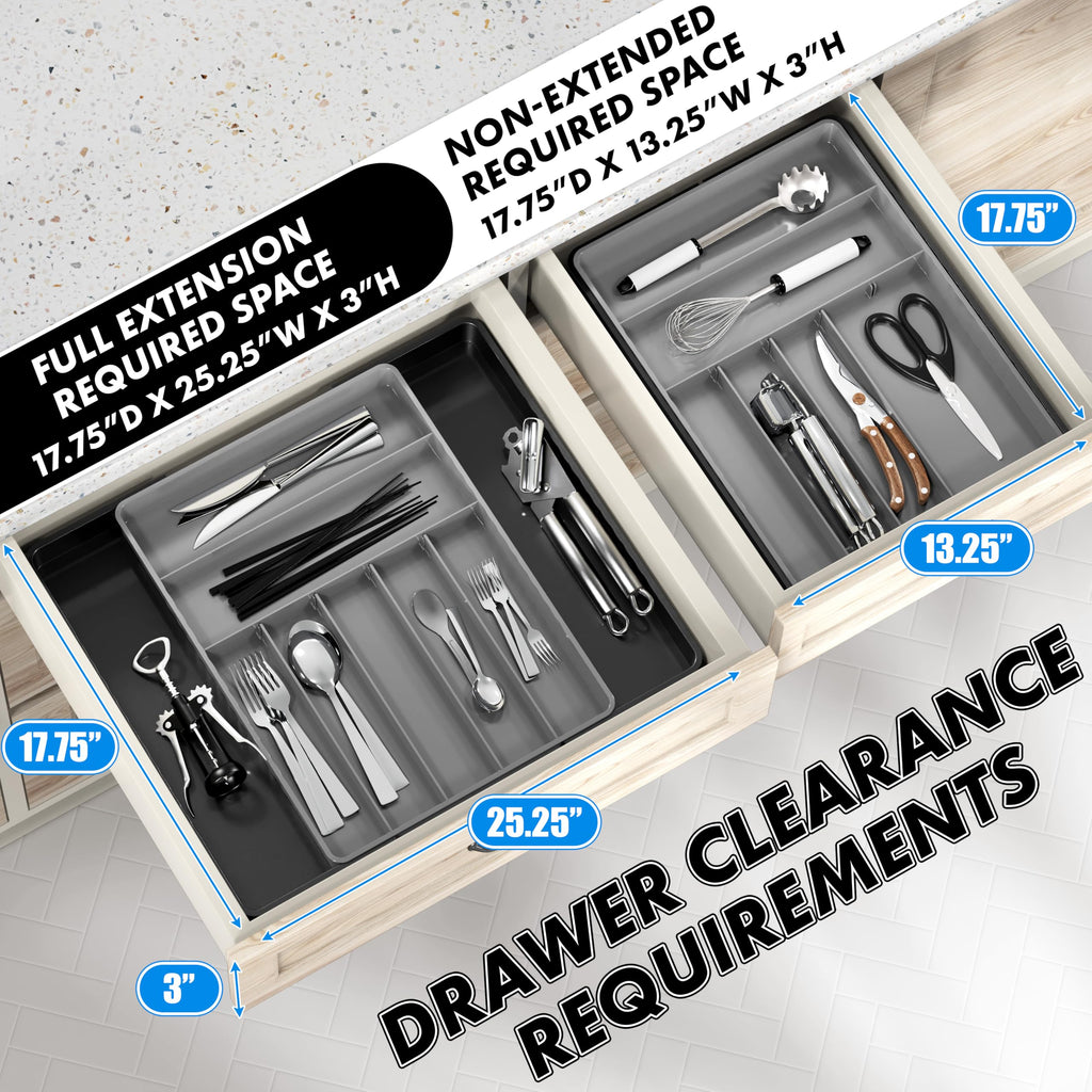 Simple Houseware Expandable & Adjustable Cutlery Drawer Organizer - Large Utensil and Flatware Tray for Kitchen Drawers, White