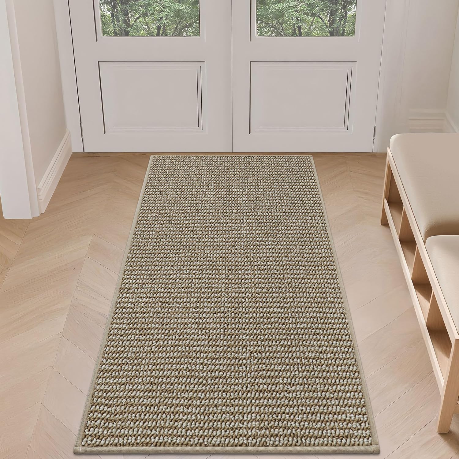BEQHAUSE Dirt Trapper Door Mat 20" x 32", Non-Slip Washable Doormats Entrance Mat, Dirt Resistant and Absorbent Welcome Mat, Low Profile Floor Mats for Front Back Door and Entryway, Charcoal