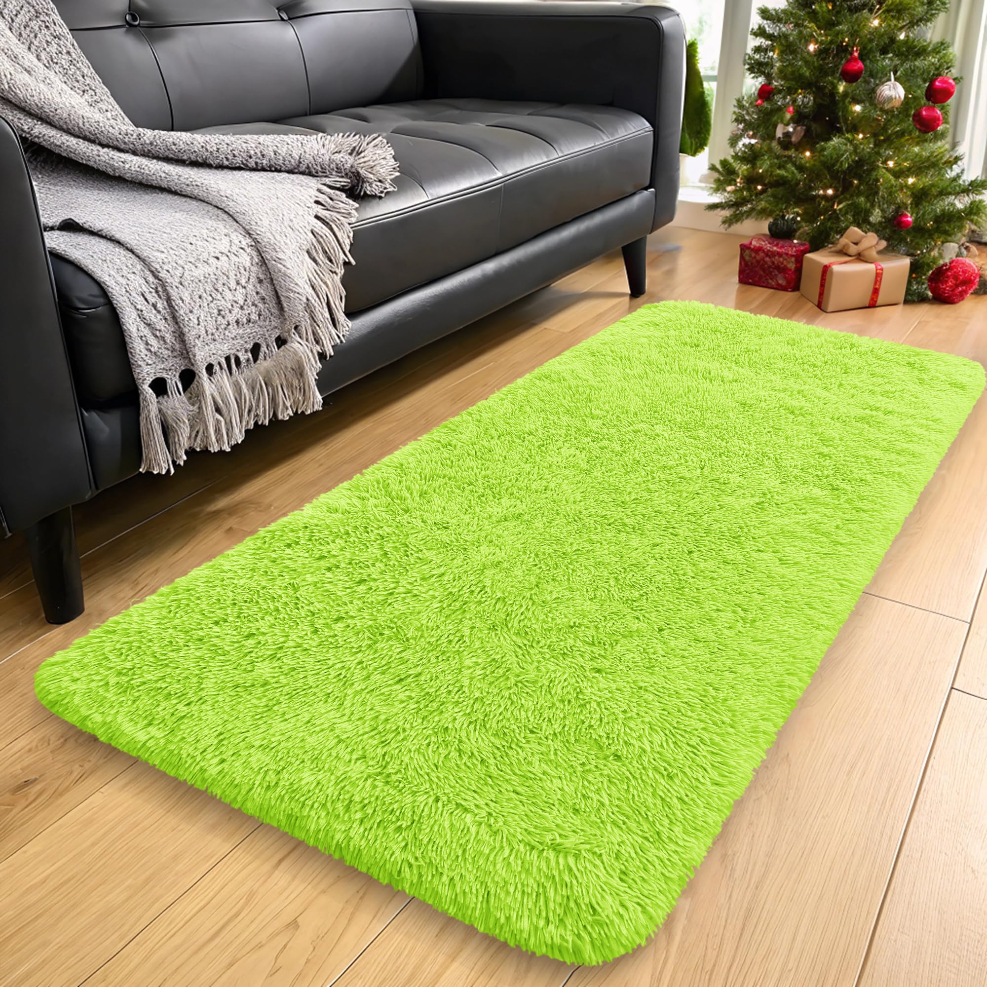 OLANLY Area Rugs for Living Room Bedroom, Machine Washable 4x5.9 ft Soft Fluffy Shaggy Bedside Rug, Indoor Floor Carpet for Kids Girls and Boys, Dorms, Nursery Rooms, Home Decor Aesthetic, Grey