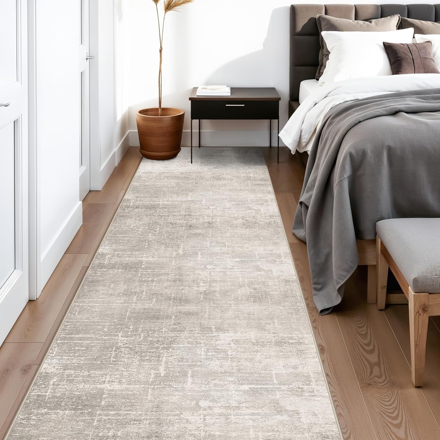 Washable 2x3 Entryway Area Rug - Neutral Kitchen Rug Runner Vintage Soft Floor Mat Non Slip Indoor Farmhouse Carpet for Bathroom Living Room Bedroom (2 X 3, Beige)