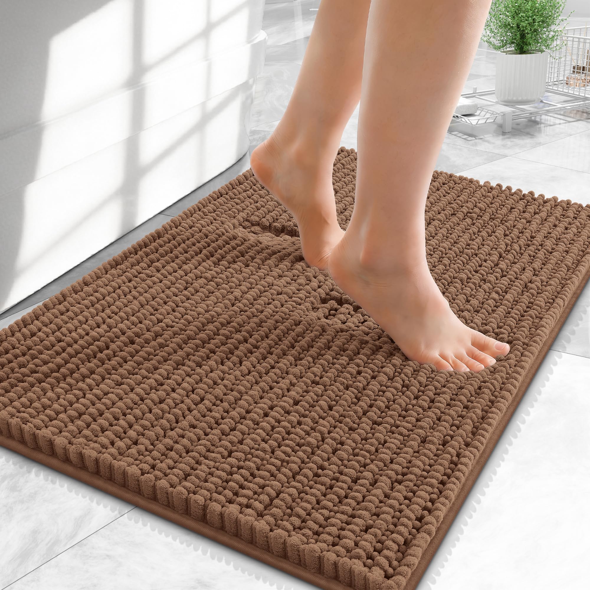 OLANLY Thick Bathroom Rugs 30x20, Extra Soft Absorbent Chenille Bath Rugs, Rubber Backing, Machine Wash Dry, Bath Mats for Bathroom Floor, Tub and Shower, Home Decor Accessories, Grey
