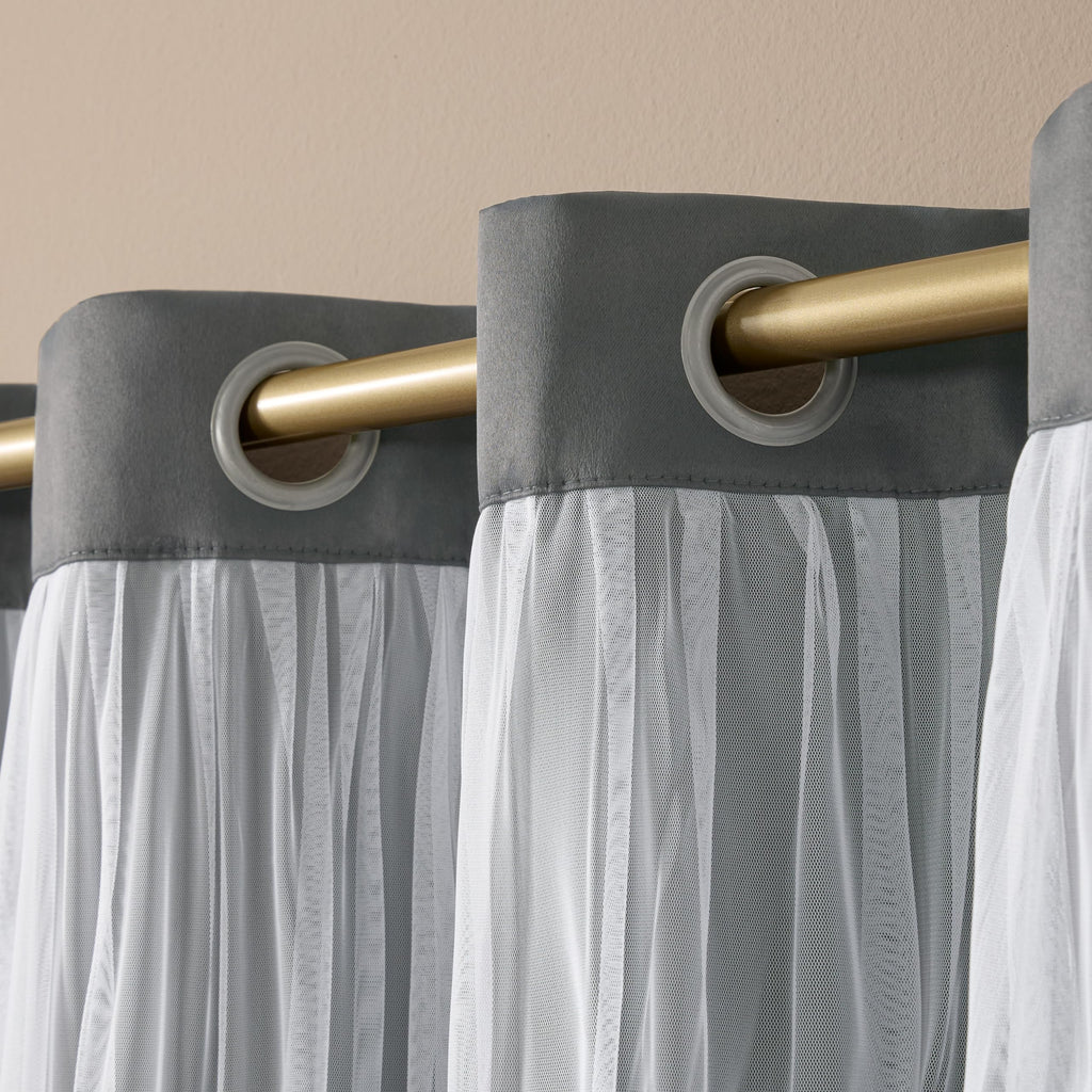 TOWN & COUNTRY LUXE Talia Double Layer Indoor Curtains, Sheer and Room Darkening Blackout, Grommet Top, Energy Efficient, 2-Pack Set, 52"x84", Rose Blush