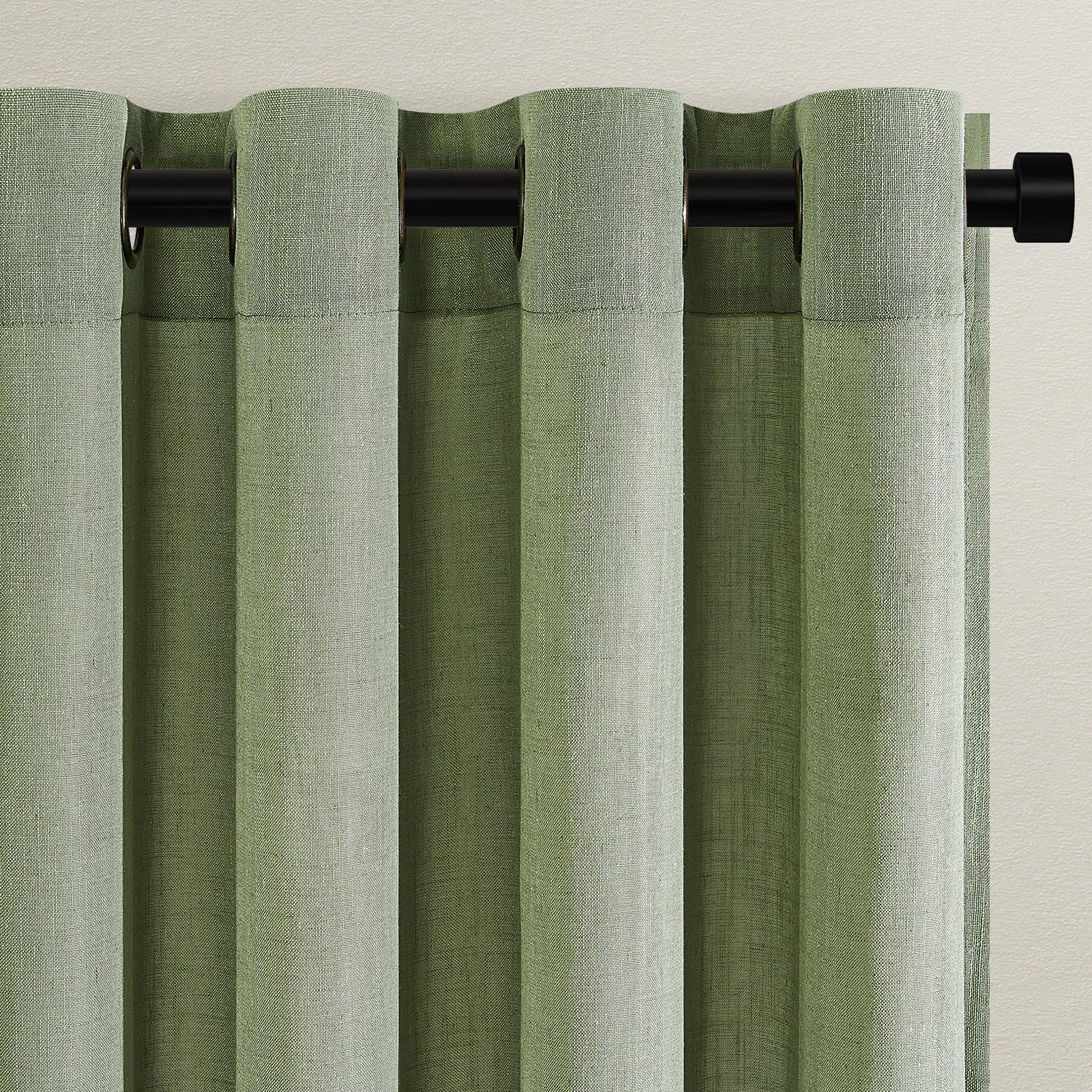 Topfinel Linen Sheer Curtains 96 Inches Long for Living Room 2 Panel Set Cream Ivory Light Filtering Pleat Drapes with Grommet Natural Boho Farmhouse 96 Inch Curtain Drapes for Bedroom Window 52"x96"