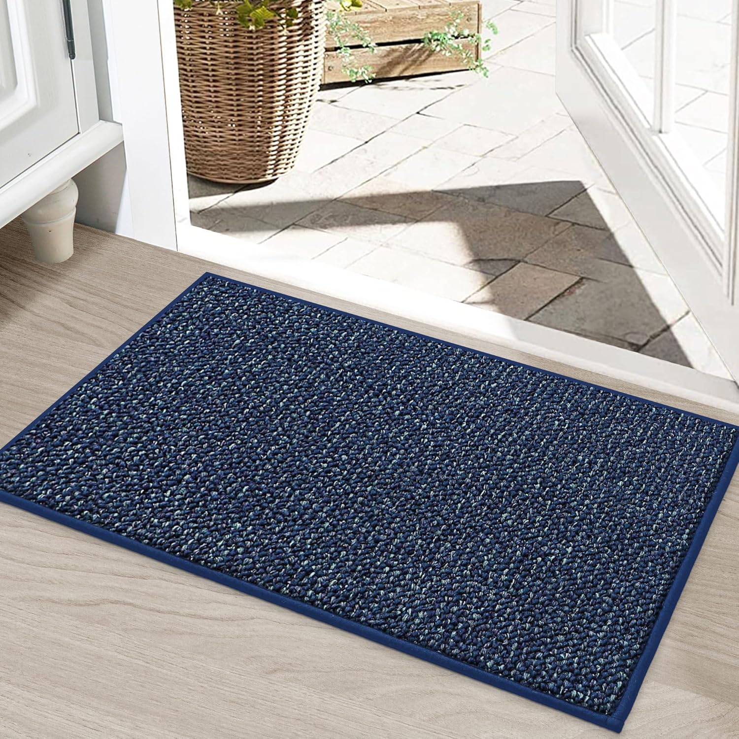 BEQHAUSE Dirt Trapper Door Mat 20" x 32", Non-Slip Washable Doormats Entrance Mat, Dirt Resistant and Absorbent Welcome Mat, Low Profile Floor Mats for Front Back Door and Entryway, Charcoal