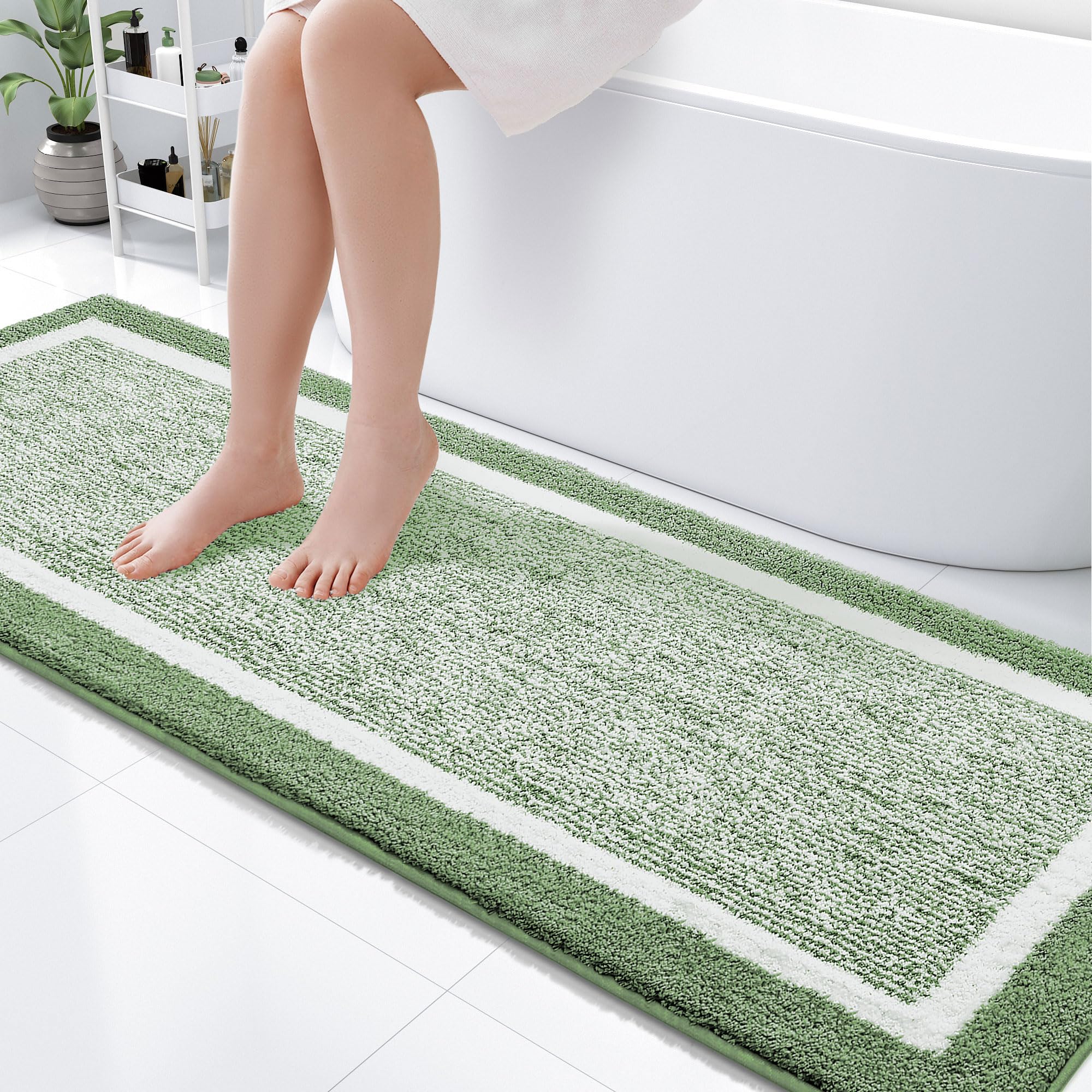 OLANLY Small Bathroom Rugs 24x16, Extra Soft and Absorbent Microfiber Bath Rugs, Non-Slip, Machine Washable, Quick Dry Shaggy Bath Carpet, Bath Mats for Bathroom Floor, Tub, Shower, Grey