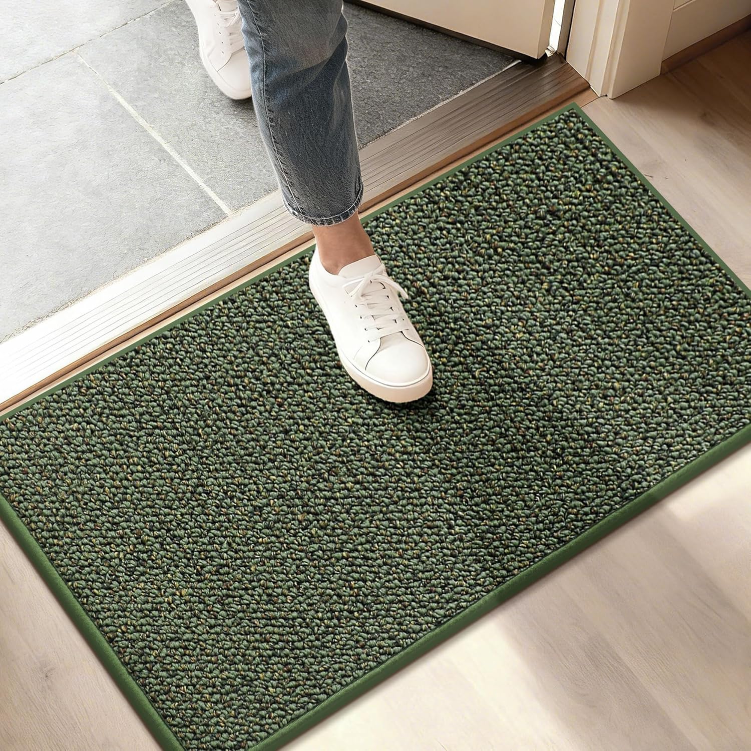 BEQHAUSE Dirt Trapper Door Mat 20" x 32", Non-Slip Washable Doormats Entrance Mat, Dirt Resistant and Absorbent Welcome Mat, Low Profile Floor Mats for Front Back Door and Entryway, Charcoal