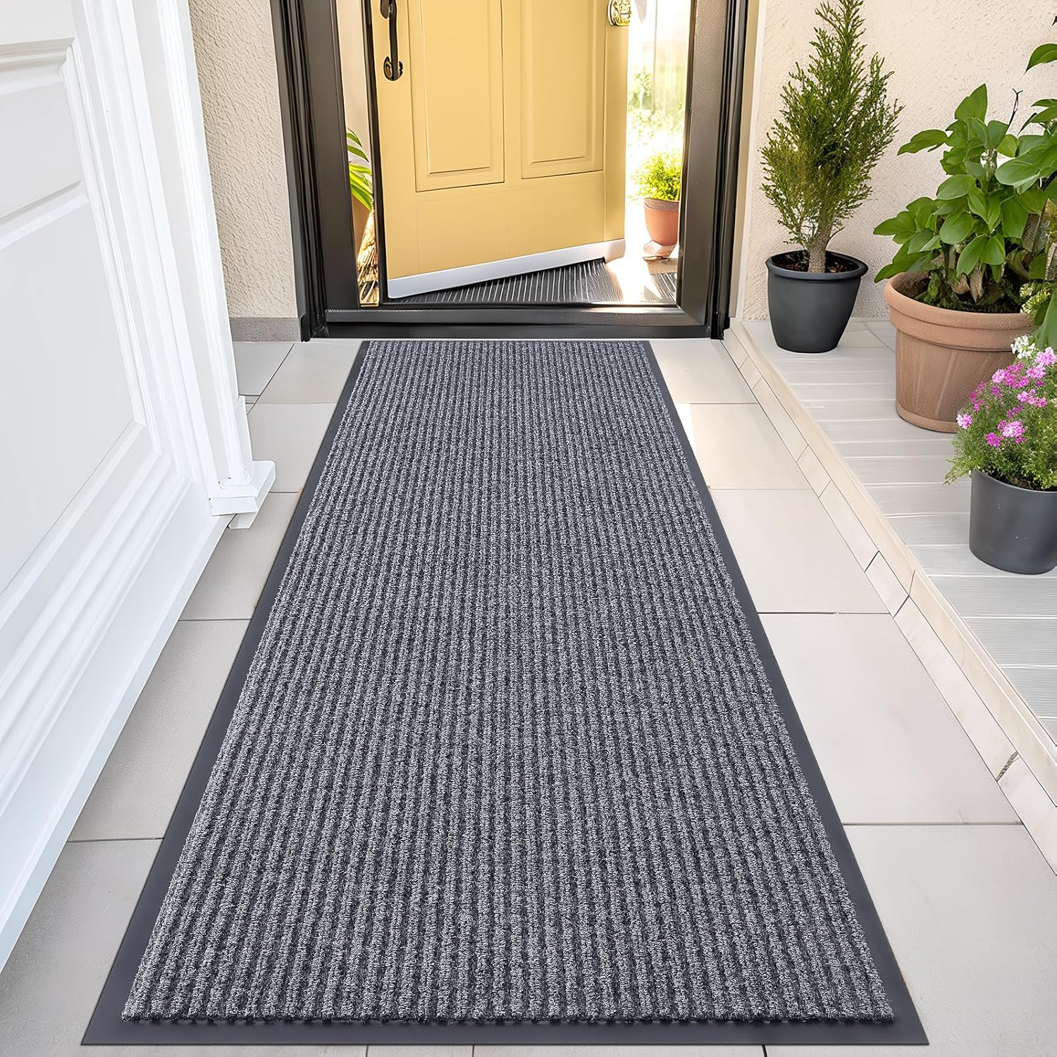 OLANLY Front Door Mat Indoor Outdoor Entrance, Waterproof Heavy Duty Doormat, Fade Resistant, Low Profile, Easy Clean Patio Porch Welcome Floor Mats for Entry, 29.5x17, Beige