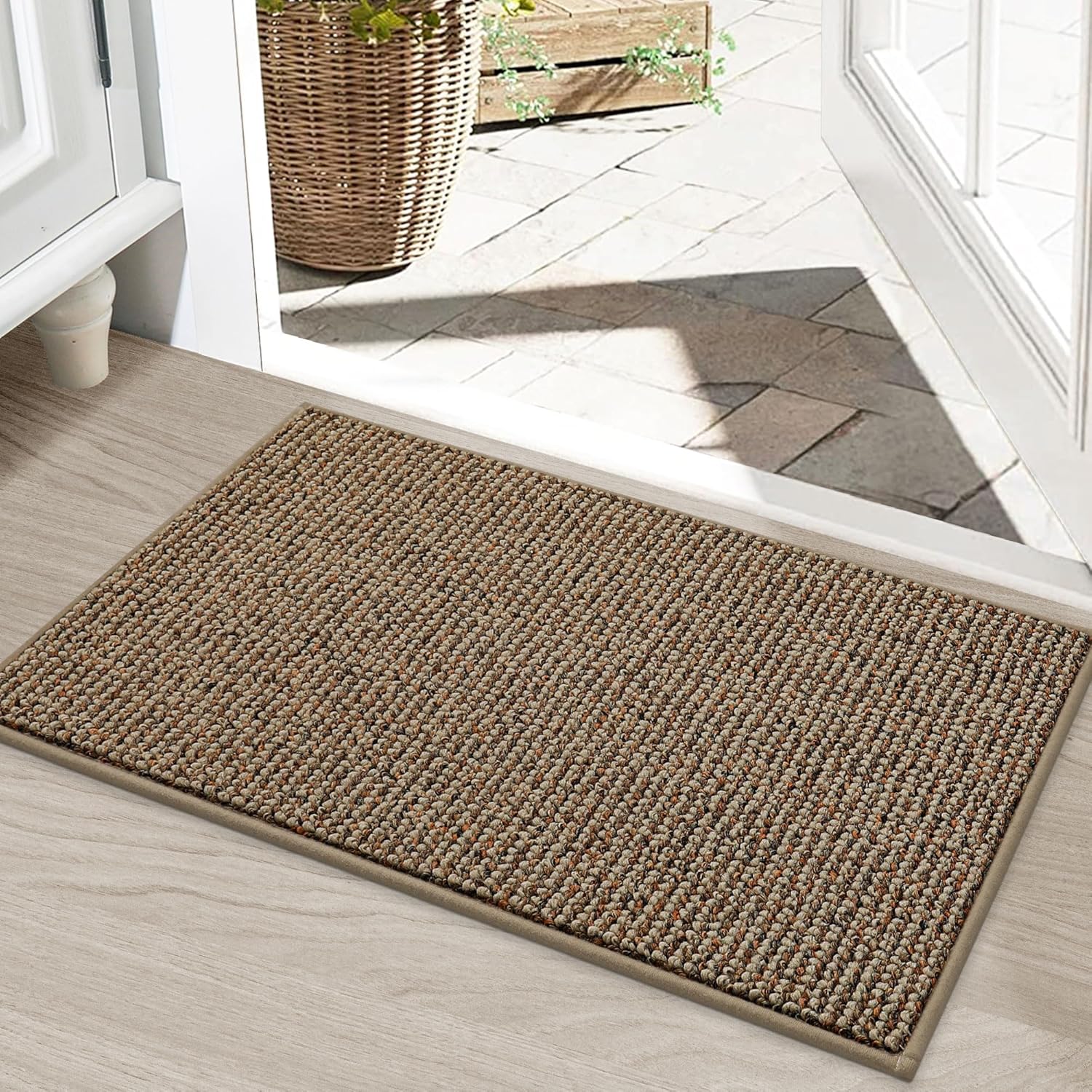 BEQHAUSE Dirt Trapper Door Mat 20" x 32", Non-Slip Washable Doormats Entrance Mat, Dirt Resistant and Absorbent Welcome Mat, Low Profile Floor Mats for Front Back Door and Entryway, Charcoal