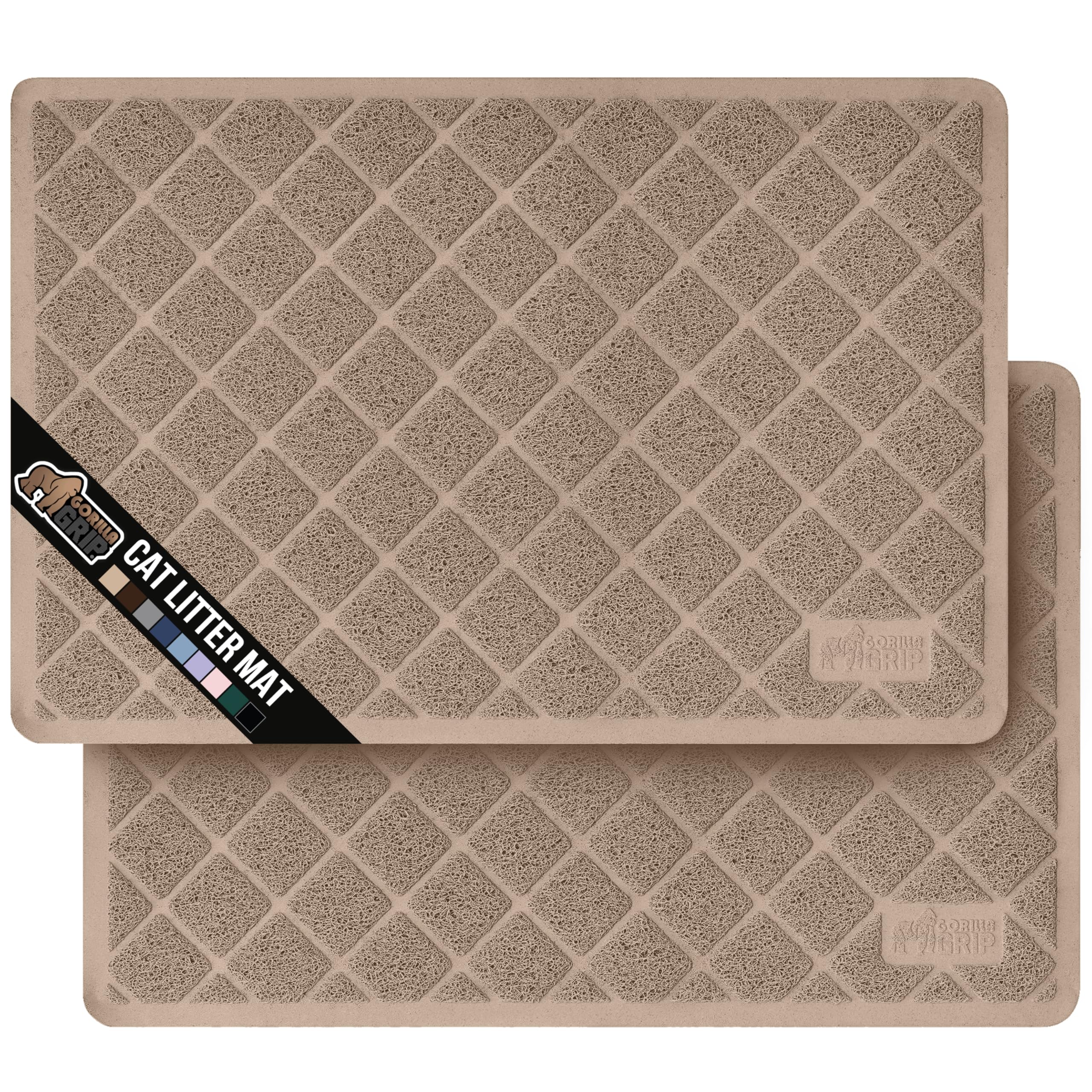 GORILLA GRIP Cat Litter Box Mat, Water Resistant, US Designed Kitty Litter Trapping Mats, Easy to Clean, Scatter Control, Less Mess and Clean Floors, Kitten Supplies for Indoor Cats, 24x17 Grey