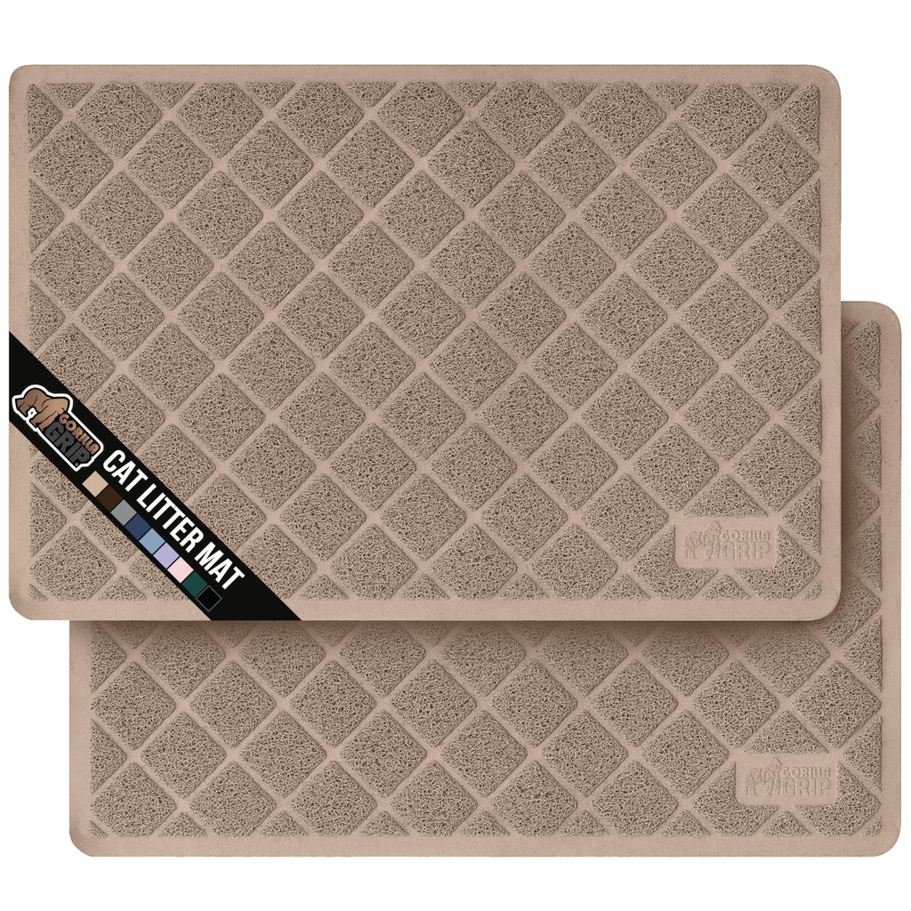 GORILLA GRIP Cat Litter Box Mat, Water Resistant, US Designed Kitty Litter Trapping Mats, Easy to Clean, Scatter Control, Less Mess and Clean Floors, Kitten Supplies for Indoor Cats, 24x17 Grey