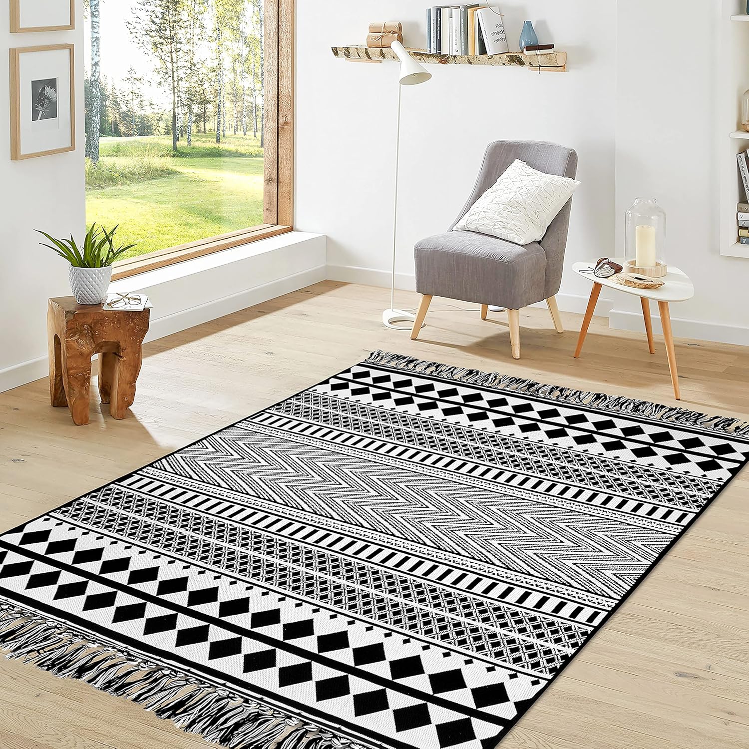 IOHOUZE Small Area Rug 2x3 Washable Woven Rugs for Entryway Non Slip Rubber Backed Kitchen Rugs Indoor Outdoor Doormat Throw Rug Floor Carpet for Entrance Front Door, Orange/Tan/Brown